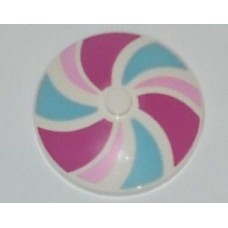 Part 3960pb028 White Dish 4 x 4 Inverted (Radar) with Stripes Bright Pink-Magenta-Medium Azure Pattern 